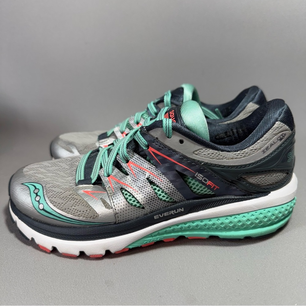 Saucony Zealot ISO 2 Silver and Mint Running Shoes